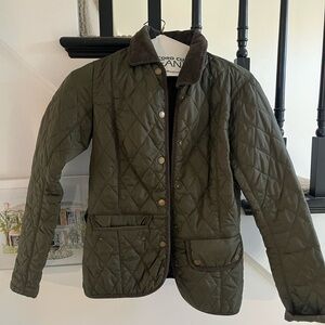 Barbour Dark Green Jacket with Brown Details